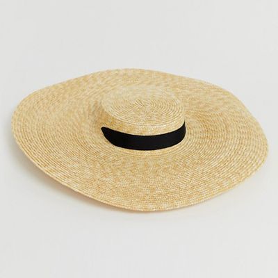 Natural Straw Flat Boater from ASOS Design