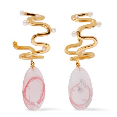 Santolina Gold-Plated, Resin & Pearl Earrings from Ejing Zhang