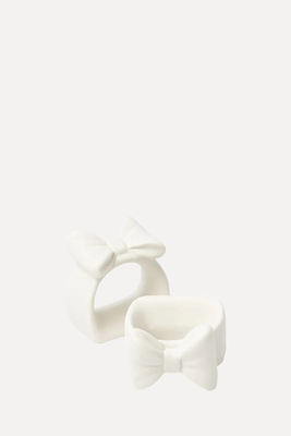 Set Of 4 Porcelain Bow Napkin Rings from Mrs. Alice