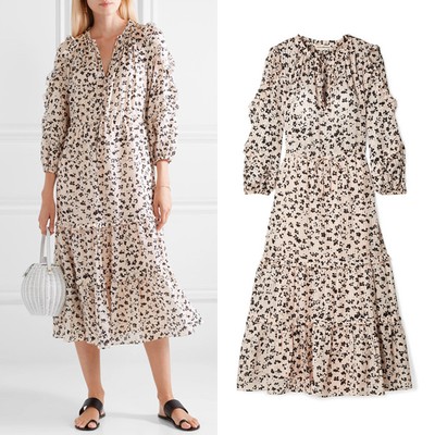 Fantine Ruffled Printed Cotton And Silk-Blend Midi Dress from Ulla Johnson