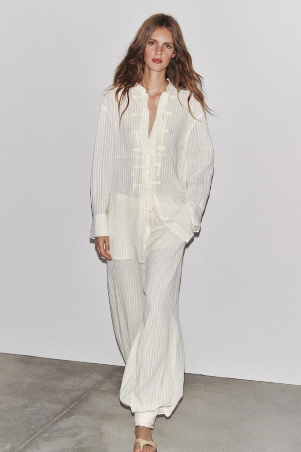 Zw Collection Striped Cuffed Trousers from Zara
