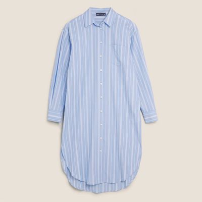 Pure Cotton Striped Relaxed Shirt Dress