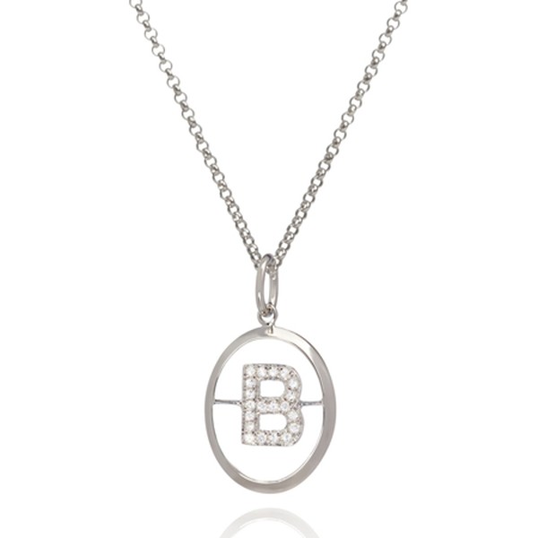 18ct White Gold Diamond Initial B Necklace