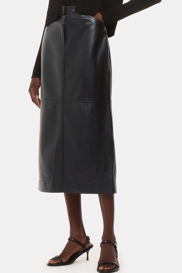 Jamie Leather Midi Skirt