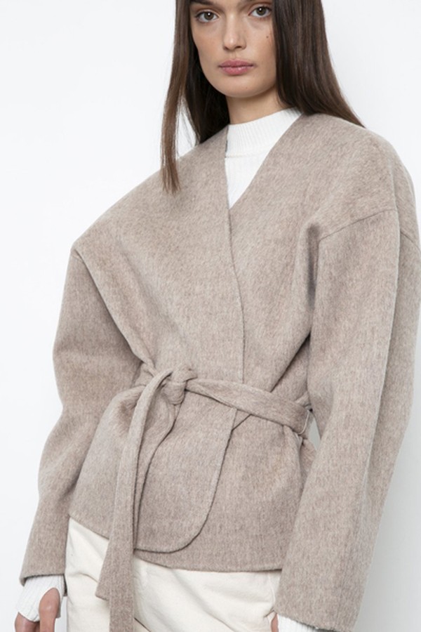 Collarless Wool Felt Jacket