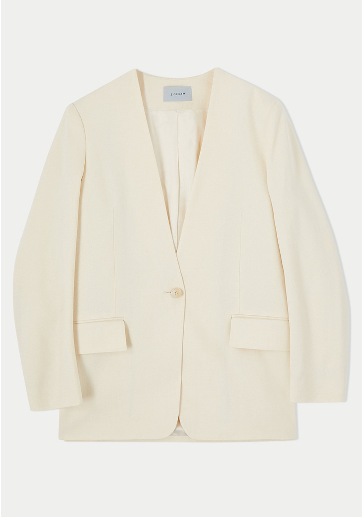 Hopsack Collarless Blazer