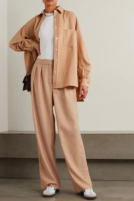 Tansy Pleated Twill Wide-Leg Pants from The Frankie Shop
