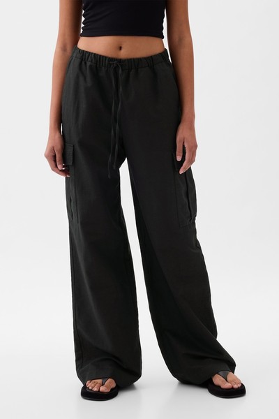 Linen Cotton Blend Cargo Trousers from GAP