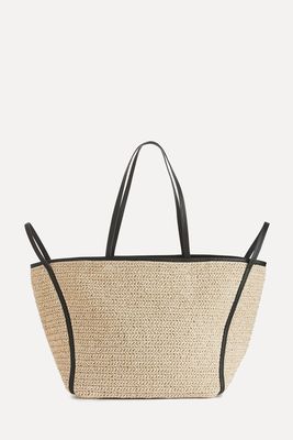 Leather Detailed Straw Tote from ARKET