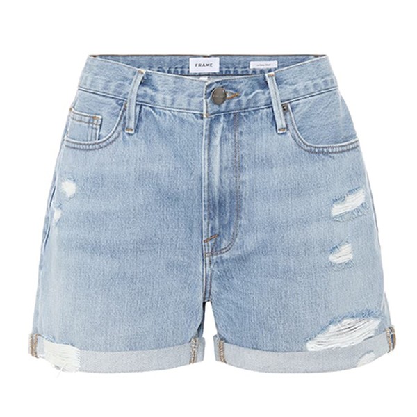 Le Beau Distressed Denim Shorts from Frame