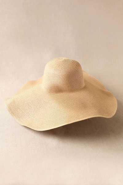 Beige Wide Brim Floppy Hat from Mint Velvet