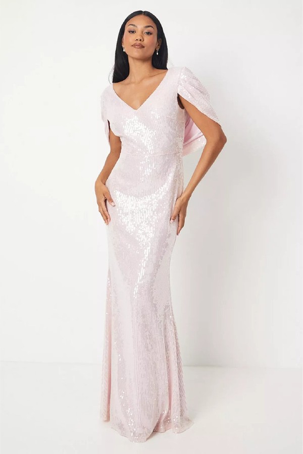 Sheer Sequin Cape Back Gown  from Coast