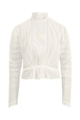 Lace-Trim Cotton Voile Shirt