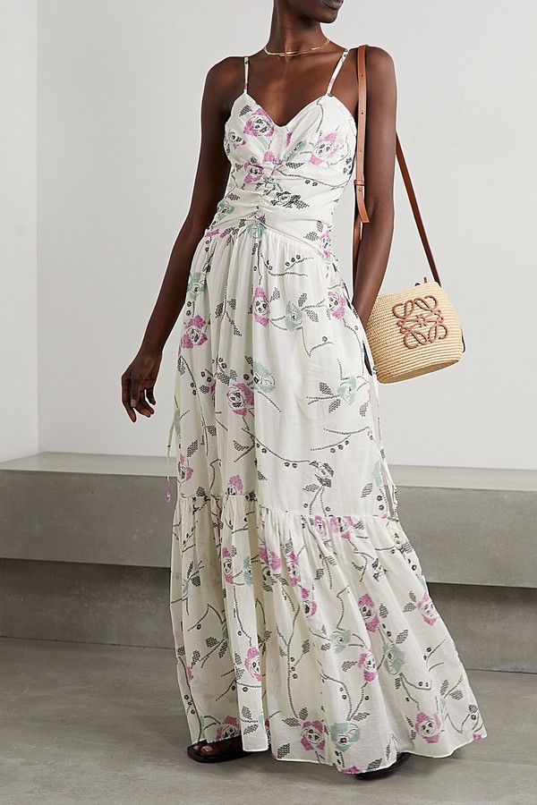 Giana Ruched Tiered Floral-Print Cotton-Voile Maxi Dress from Isabel Marant Étoile