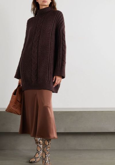 Diya Cable-Knit Turtleneck Sweater from Nanushka