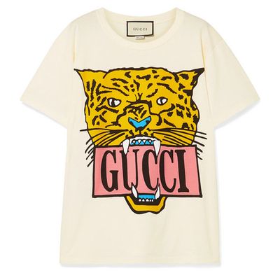 Tiger-Motif Printed Cotton T-Shirt