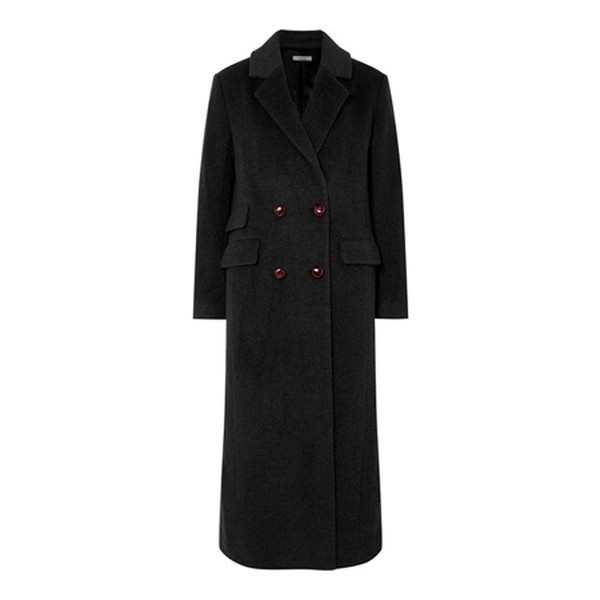 Mayer Double-Breasted Leather-Trimmed Wool Coat from GANNI