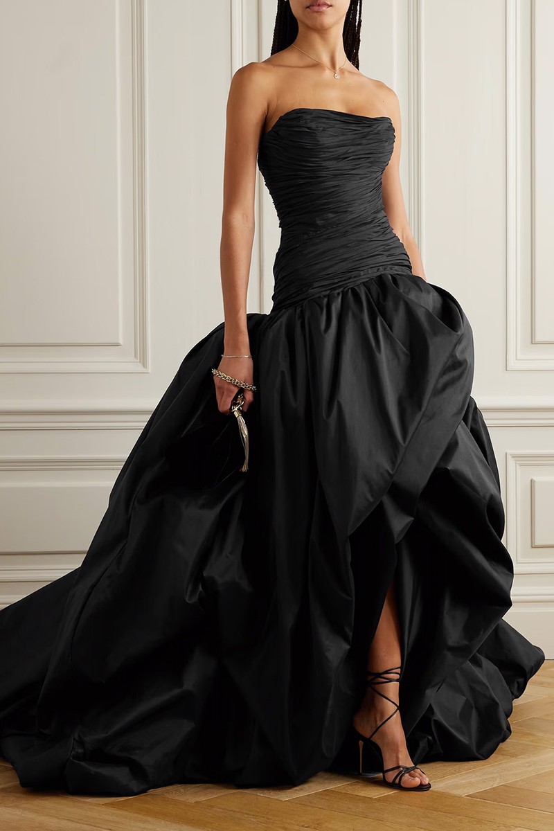 Strapless Plissé-Taffeta Gown from Marmar Halim