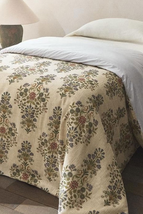 Floral Cotton Blend Duvet Cover from Zara