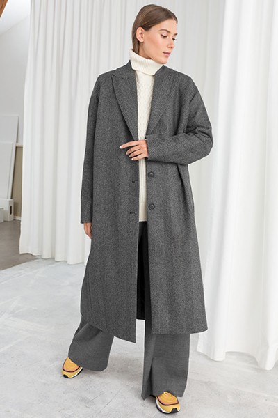 Herringbone Wool Blend Coat from & Other Stories