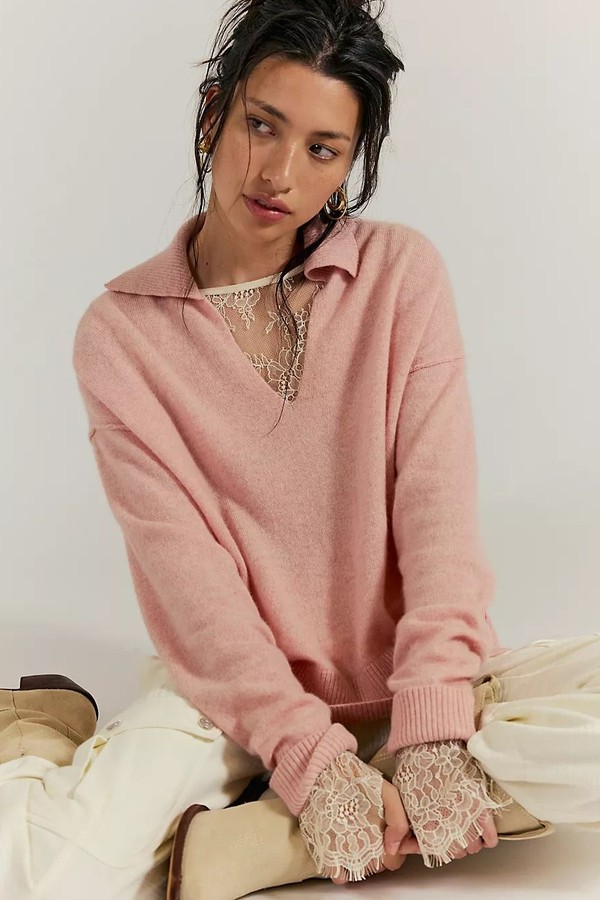 Eloura Cashmere Henley Sweater