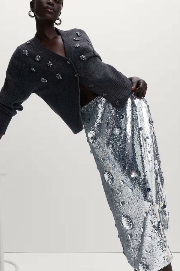 Sequin Midaxi A-Line Skirt from  Marks & Spencer