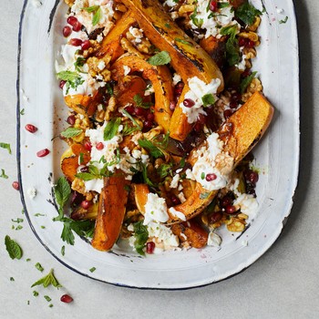 Spiced Butternut Squash With Feta, Pomegranate & Fresh Herbs