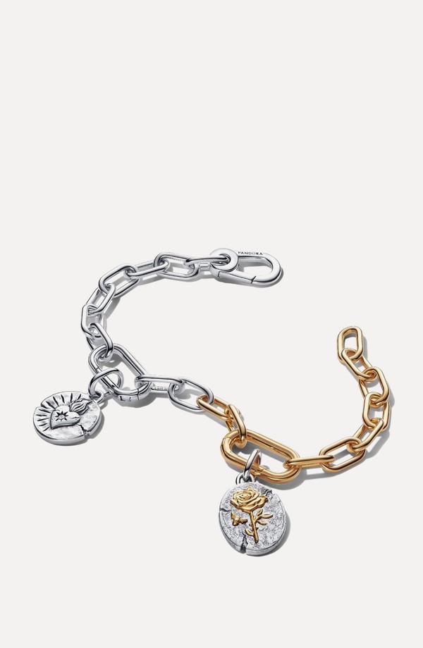 Rose & Heart Medallion Bracelet Set