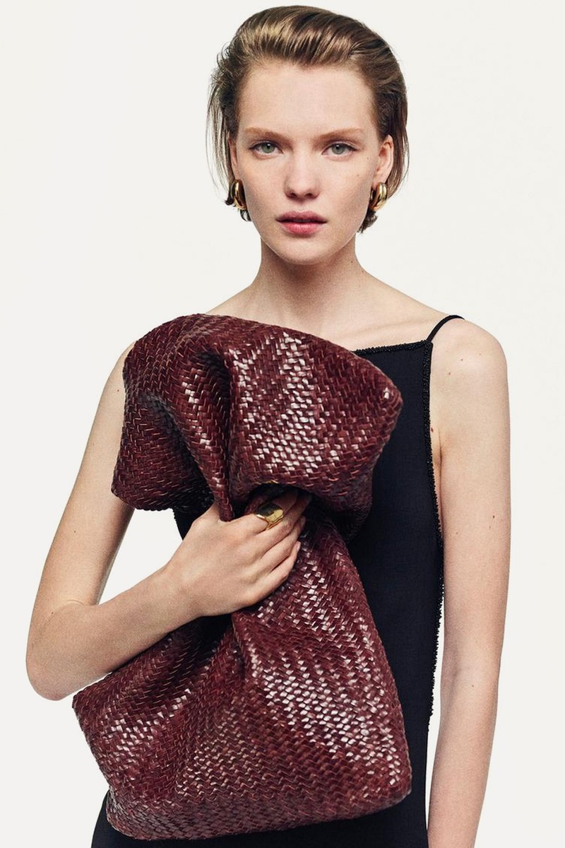 Nappa Leather Woven Maxi Tote Bag from Massimo Dutti