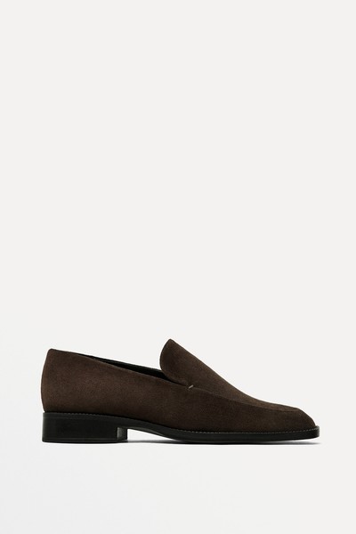 Square Toe Split Suede Loafers from Massimo Dutti