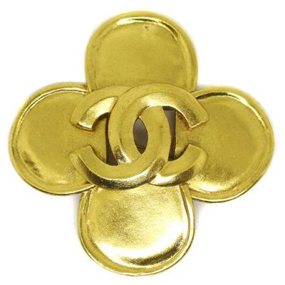 Cc Logos Flower Motif Brooch Gold from Chanel