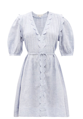 Martha Scalloped-Trim Linen-Chambray Dress from Wiggy Kit