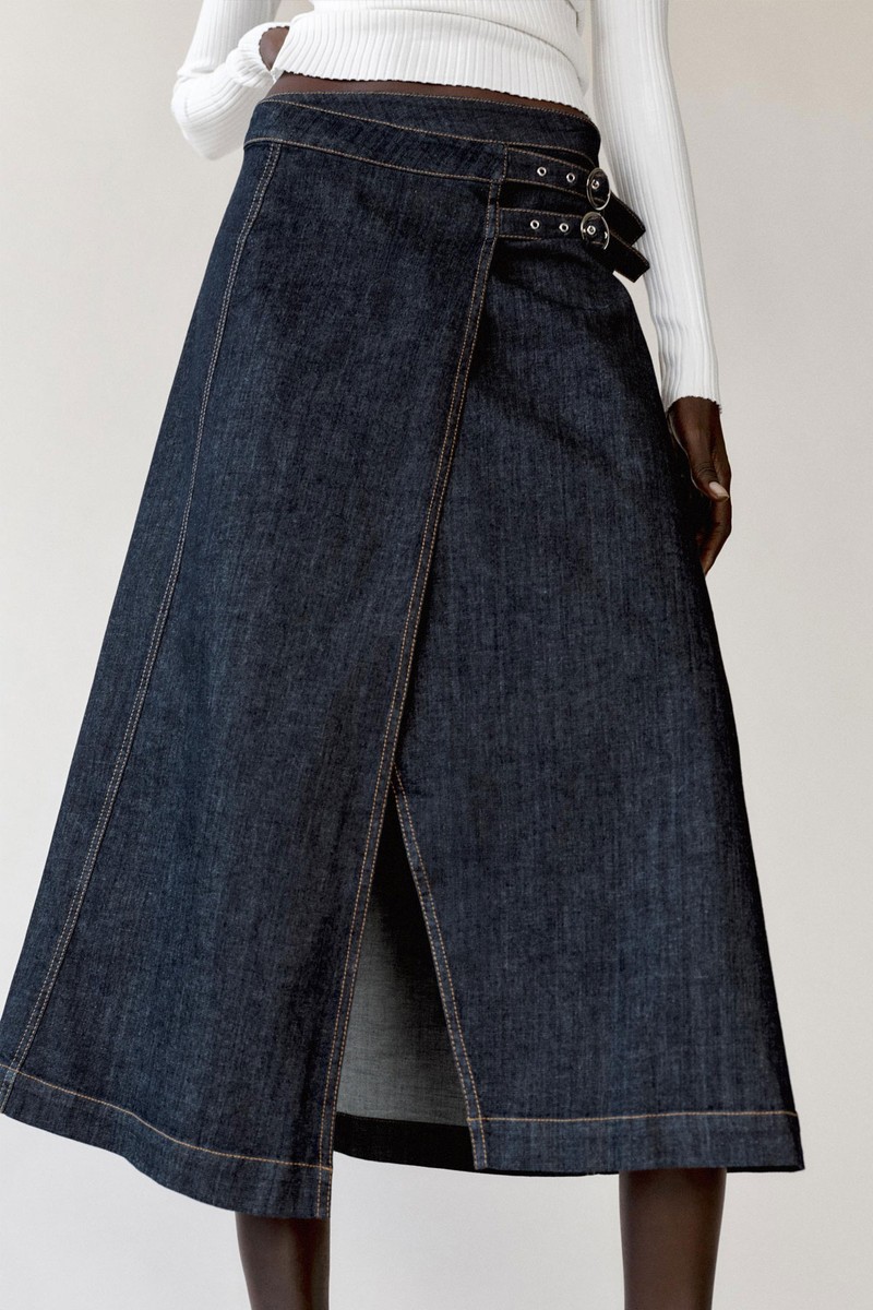 Denim Crossover Skirt