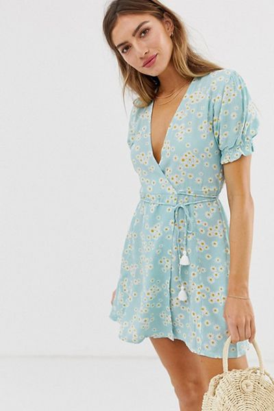 Mira Floral Wrap Mini Dress