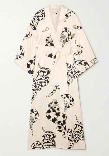 Queenie Printed Silk-Satin Robe from Olivia Von Halle