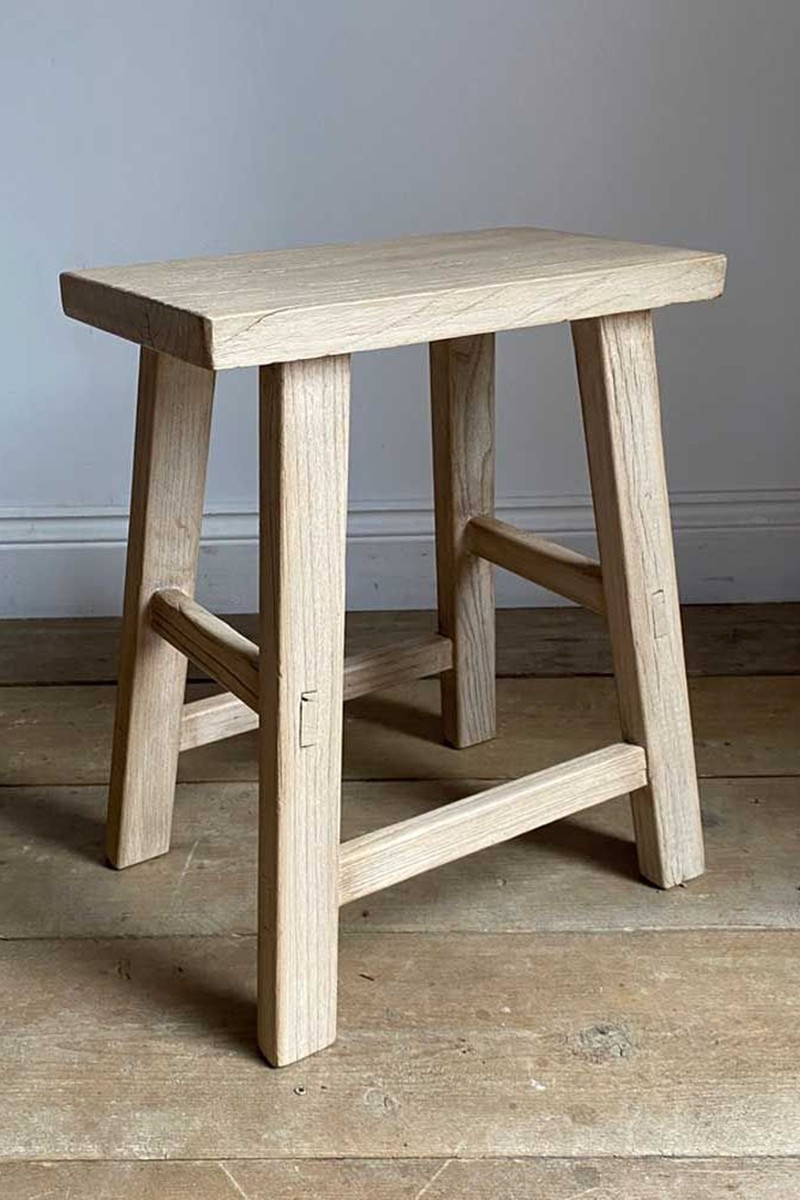 Reclaimed Elm Wood Stool from Home Barn