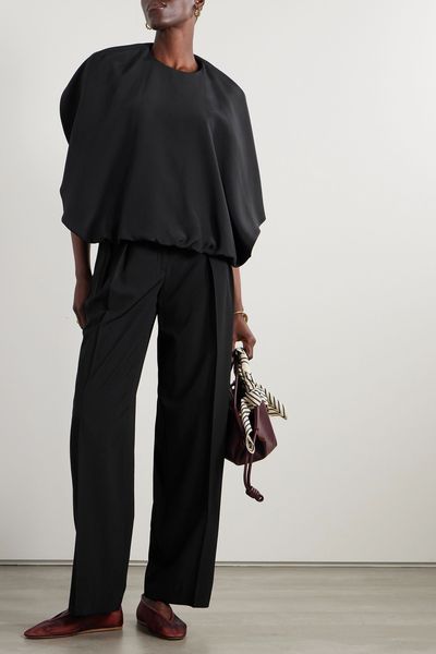 Kaia Draped Cape-Effect Silk-Crepe Top from FFORME