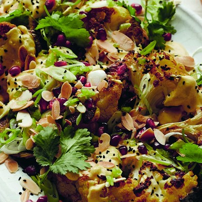 Roasted Cauliflower Wedge Coronation Salad