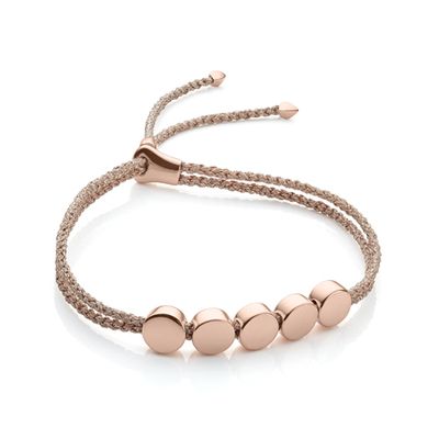 Linear Bead Friendship Bracelet in Rose Gold Metallica