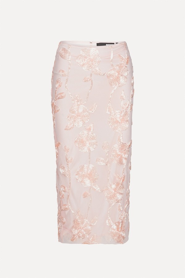 Flower Mesh Pencil Skirt from Rotate