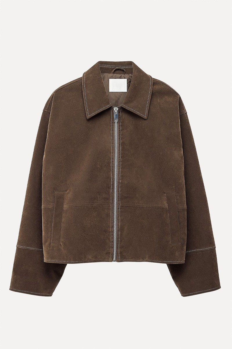 Faux Suede Shoulder Detail Jacket