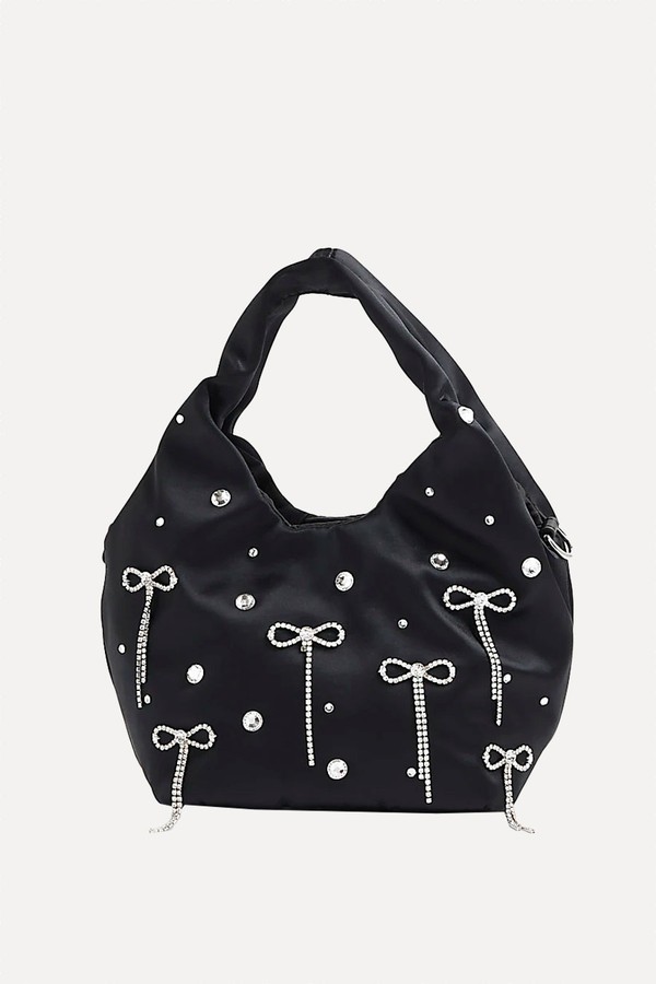 Satin Diamante Bow Grab Bag from River Island