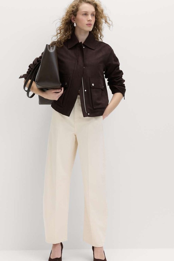 Pure Cotton Crease Front Barrel Leg Trousers