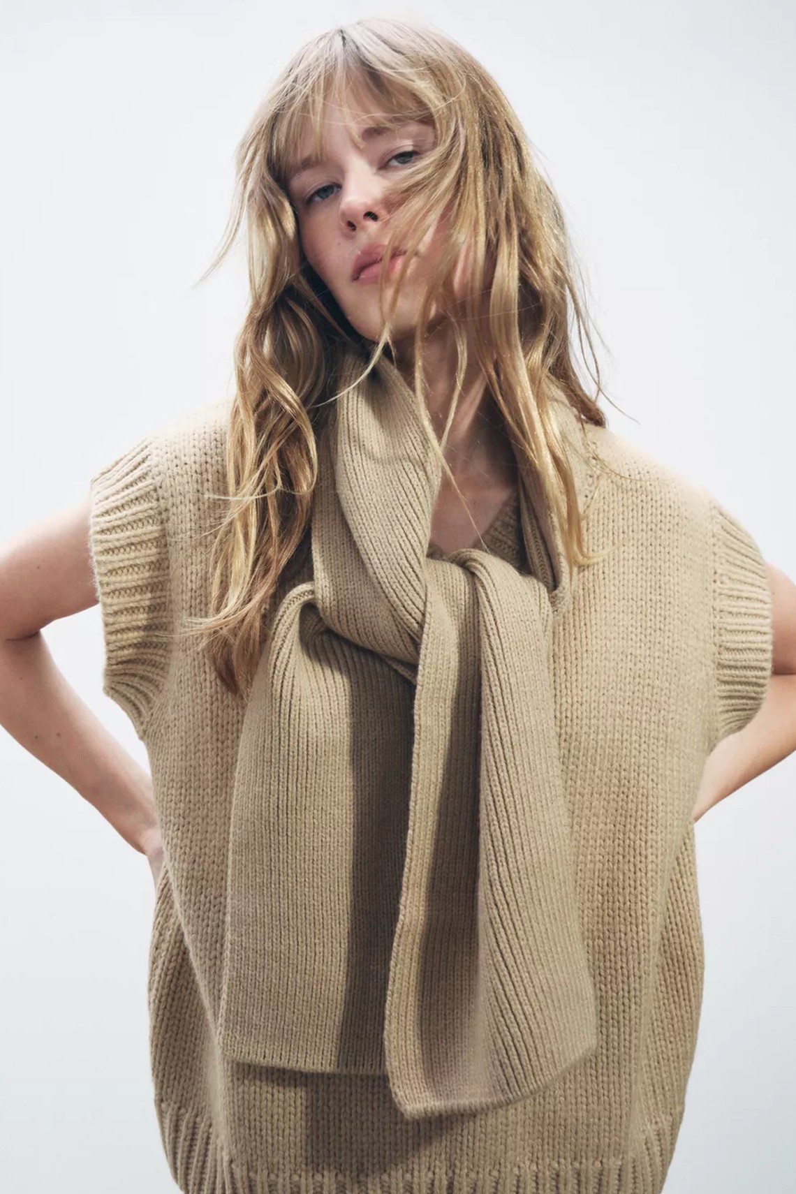 Knit Waistcoat With Scarf Detail