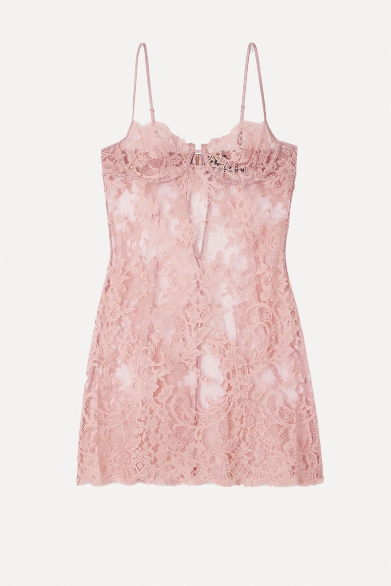 Camille Silk Satin-Trimmed Organic Cotton-Blend Lace Chemise from Kiki De Montparnasse