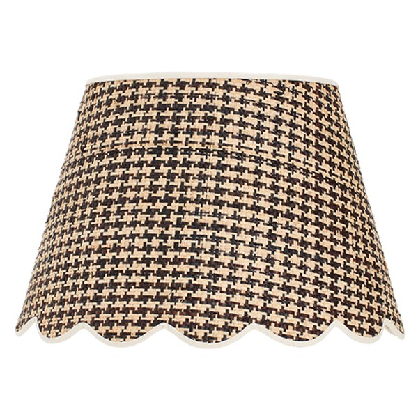 Houndstooth Raffia Scallop Lampshade In Chocolate 16”