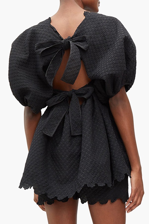 Puff-Sleeve Floral-Matelassé Blouse from Cecilie Bahnsen