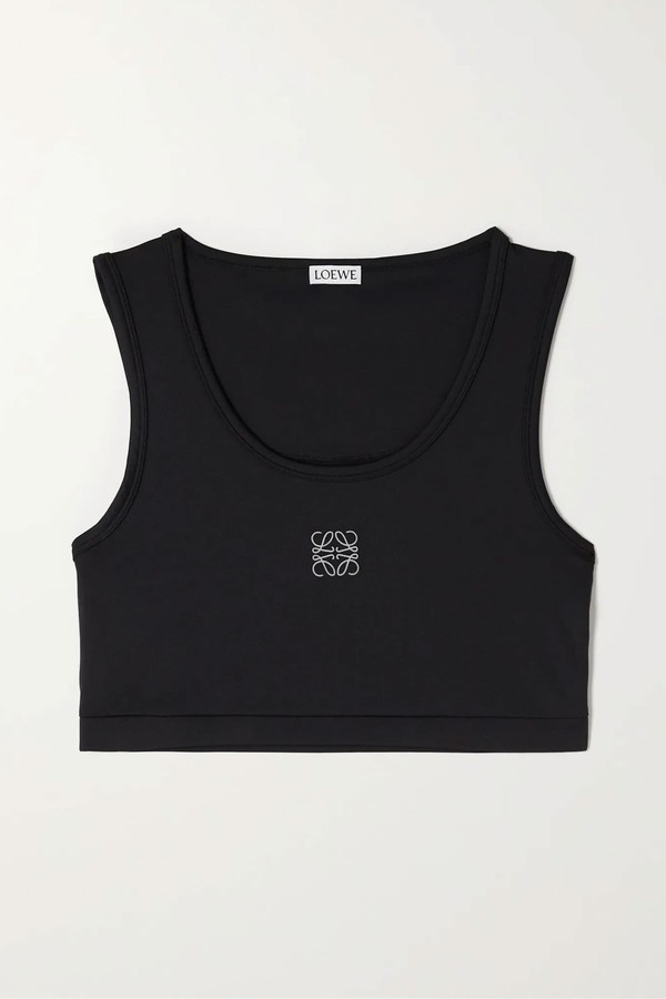 Cropped Embroidered Stretch-Jersey Top from Loewe