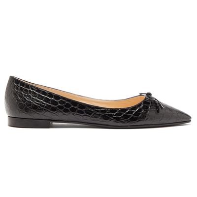 Bow-Front Crocodile-Effect Leather Ballet Flats from £490