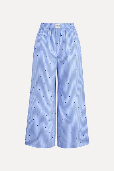 Striped Logo Cotton Trousers from Rotate Sunday